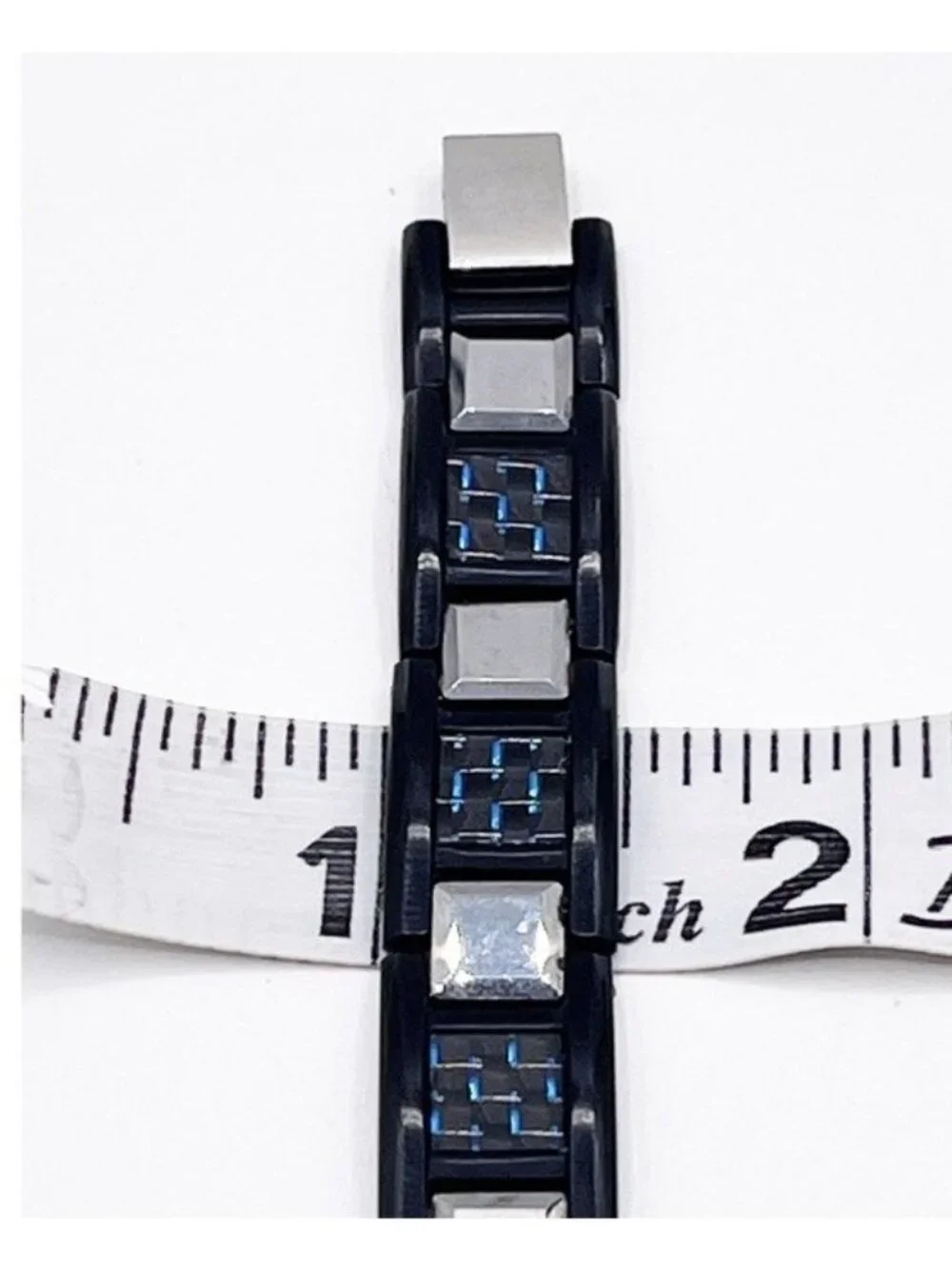 Robert Alton SHR Men's Bracelet Tungsten Black/Blue Carbide Stainless Steel